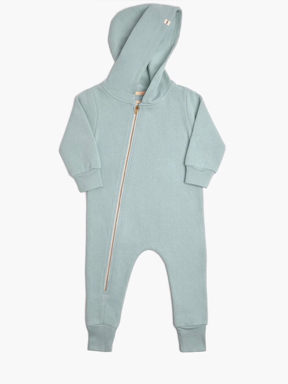 Mini Mioche Plush Biker Hooded One-Piece Romper in Sky